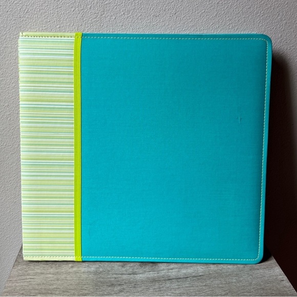 New Old Stock Creating Keepsakes 12x12 Teal Green Stripe Scrapbook Album 15 Pg - Picture 2 of 14